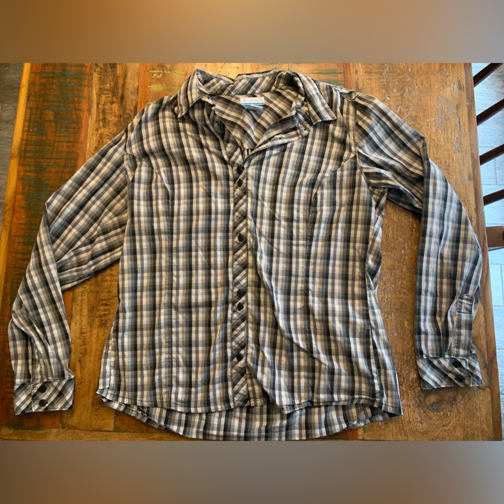 Columbia Large Ladies Women’s Plaid gingham Shirt gorpcore Modest Outdoor Nature